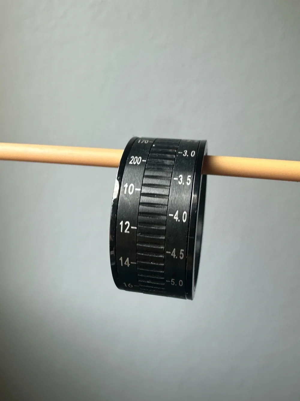 Black Camera Lens Focus/Zoom Ring with White Markings